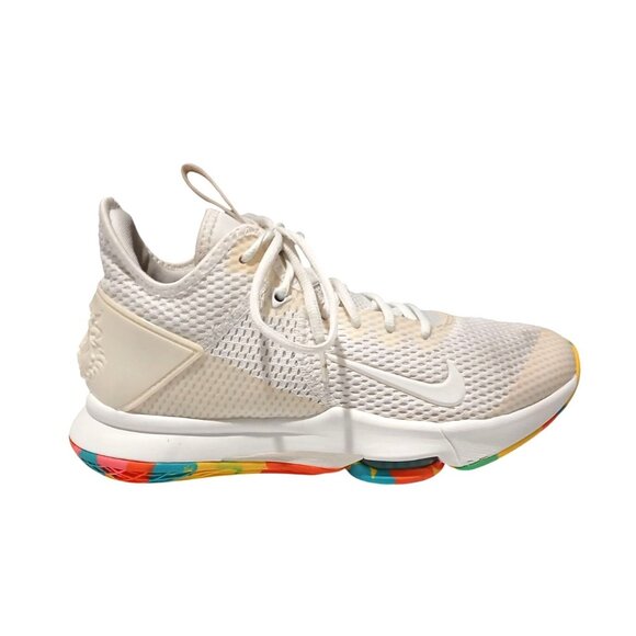 Nike LeBron Men 7.5 Witness 4 White Multi Camo Neon Bv7427-102 IV Basketball Mid - Picture 3 of 9